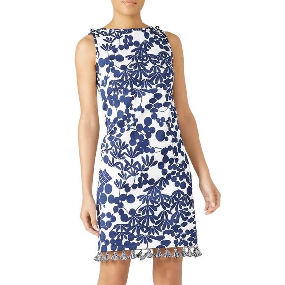 Trina Turk Encantader Blue White Sheath Dress 10 - Picture 1 of 13